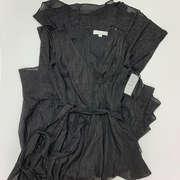 Tahari Size 4 Maxi Dress NWT Black Metallic Thread Sleeveless Boho Party V Neck - Picture 8 of 12